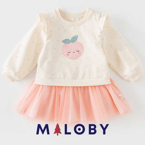 Robe bi-matière à détails fantaisie - Fille -robes et ensembles pour filles, bébés et garcons - MALOBY