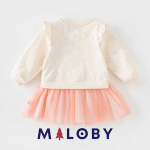 Robe bi-matière à détails fantaisie - Fille -robes et ensembles pour filles, bébés et garcons - MALOBY