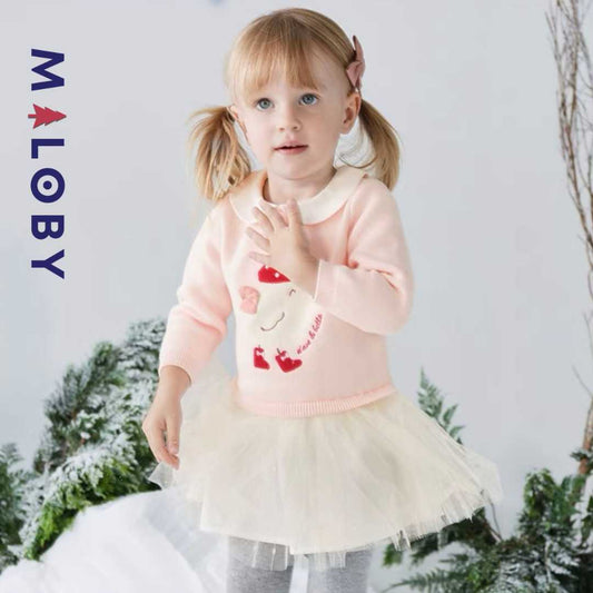 Robe bi-matière effet 2 en 1 - Rose -robes et ensembles pour filles, bébés et garcons - MALOBY