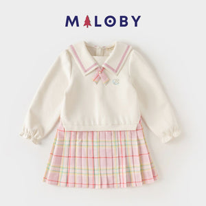 Robe bi-matière effet 2 en 1 Fille- Rose -robes et ensembles pour filles, bébés et garcons - MALOBY