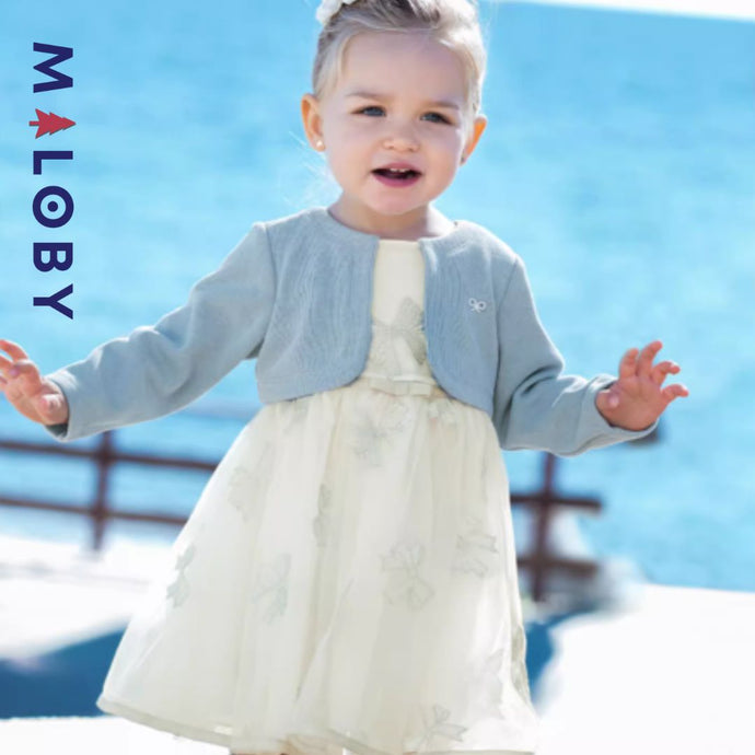 Robe cérémonie avec Boléro integré- Bleu ciel -robes et ensembles pour filles, bébés et garcons - MALOBY