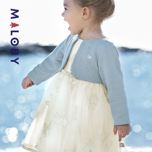 Robe cérémonie avec Boléro integré- Bleu ciel -robes et ensembles pour filles, bébés et garcons - MALOBY