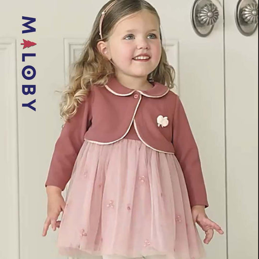 Robe cérémonie avec boléro intégré- Rose -robes et ensembles pour filles, bébés et garcons - MALOBY