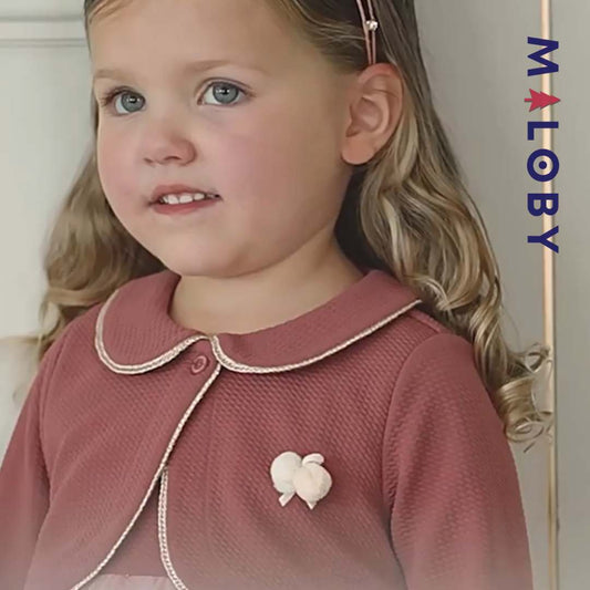 Robe cérémonie avec boléro intégré- Rose -robes et ensembles pour filles, bébés et garcons - MALOBY