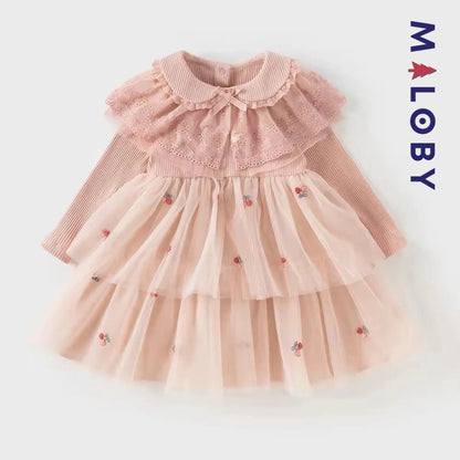 Robe cérémonie style anglais enfant fille -rose