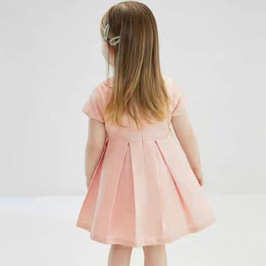 Robe de fête col claudine -Rose -robes et ensembles pour filles, bébés et garcons - MALOBY