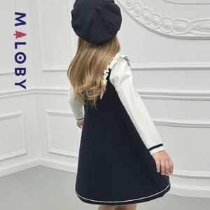 Robe habillée effet 2 en 1 Fille- Marine -robes et ensembles pour filles, bébés et garcons - MALOBY