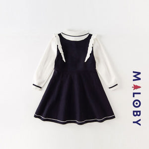 Robe habillée effet 2 en 1 Fille- Marine -robes et ensembles pour filles, bébés et garcons - MALOBY