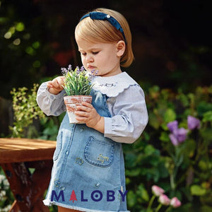 Robe salopette en jean fille -robes et ensembles pour filles, bébés et garcons - MALOBY