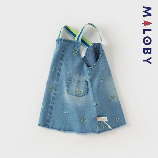 Robe salopette en jean fille -robes et ensembles pour filles, bébés et garcons - MALOBY