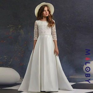 Robe longue de cérémonie en broderie-Blanc -robes et ensembles pour filles, bébés et garcons - MALOBY