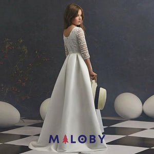 Robe longue de cérémonie en broderie-Blanc -robes et ensembles pour filles, bébés et garcons - MALOBY