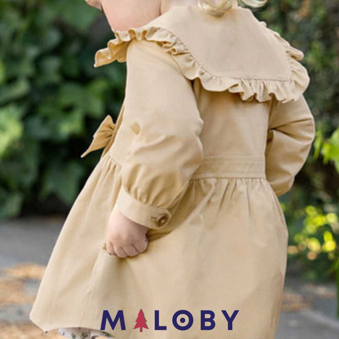 Trench uni à doublure imprimé -couleur beige -robes et ensembles pour filles, bébés et garcons - MALOBY