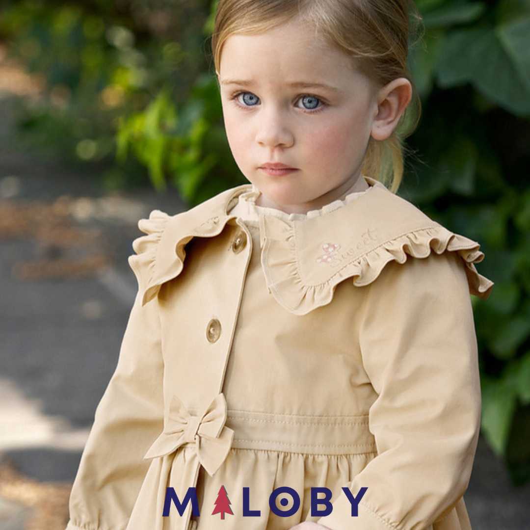 Trench uni à doublure imprimé -couleur beige -robes et ensembles pour filles, bébés et garcons - MALOBY