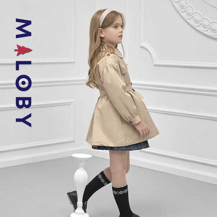 Trench uni couleur beige -robes et ensembles pour filles, bébés et garcons - MALOBY