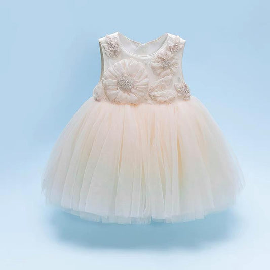 Robe d'anniversaire à fleurs- Blanc -robes et ensembles pour filles, bébés et garcons - MALOBY