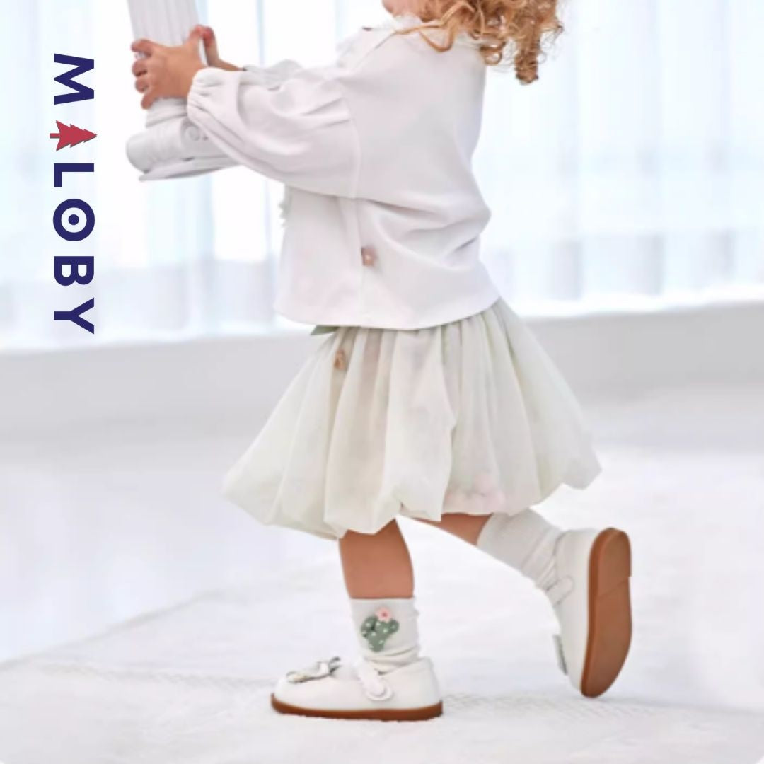 Chaussures en cuir à noeud pour filles, élégantes et confortables pour les petites princesses.