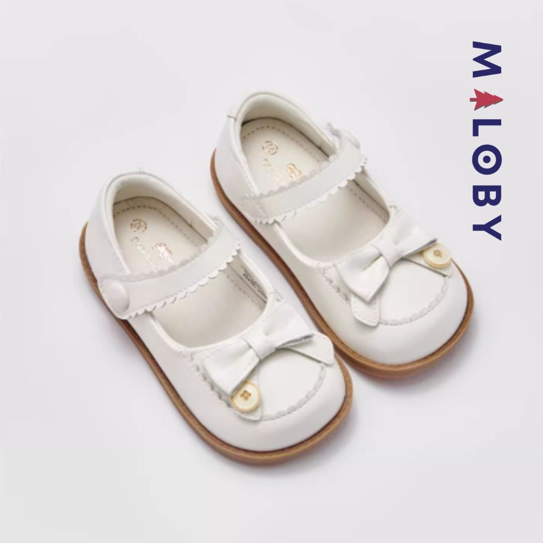 Chaussures en cuir à noeud pour filles, élégantes et confortables pour les petites princesses.
