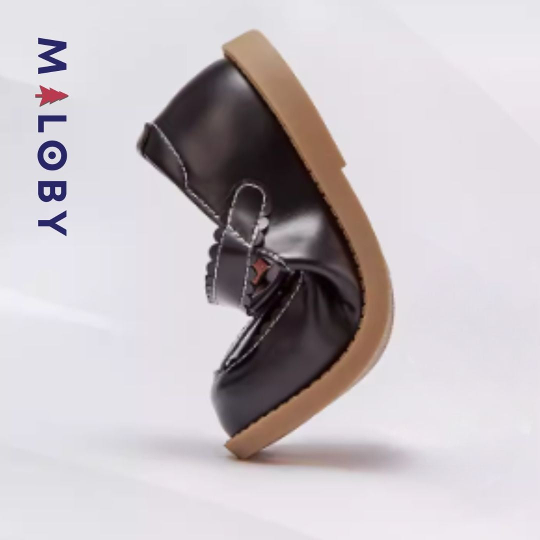 Chaussures en cuir à noeud pour filles, élégantes et confortables pour les petites princesses.