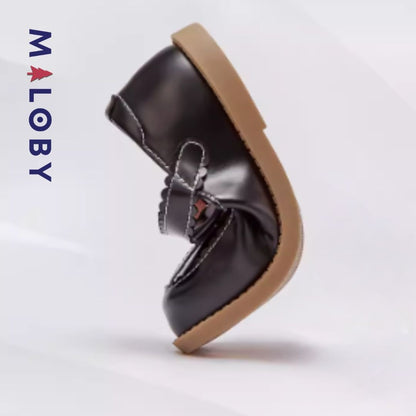 Chaussures en cuir à noeud pour filles, élégantes et confortables pour les petites princesses.