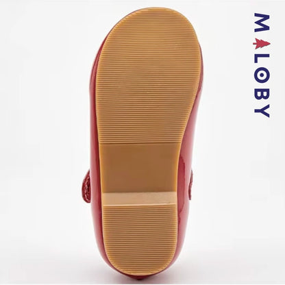 Bottines en cuir rouges à nœud pour fille, idéales pour les enfants et les occasions spéciales.