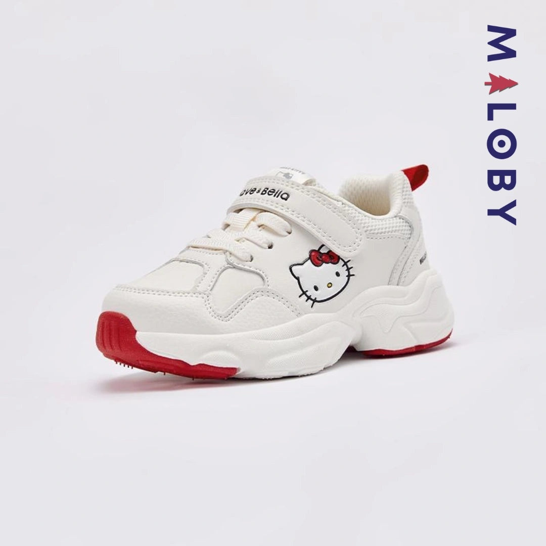 Baskets beige pour fille avec motif Hello Kitty, parfaites pour enfants et anniversaires.