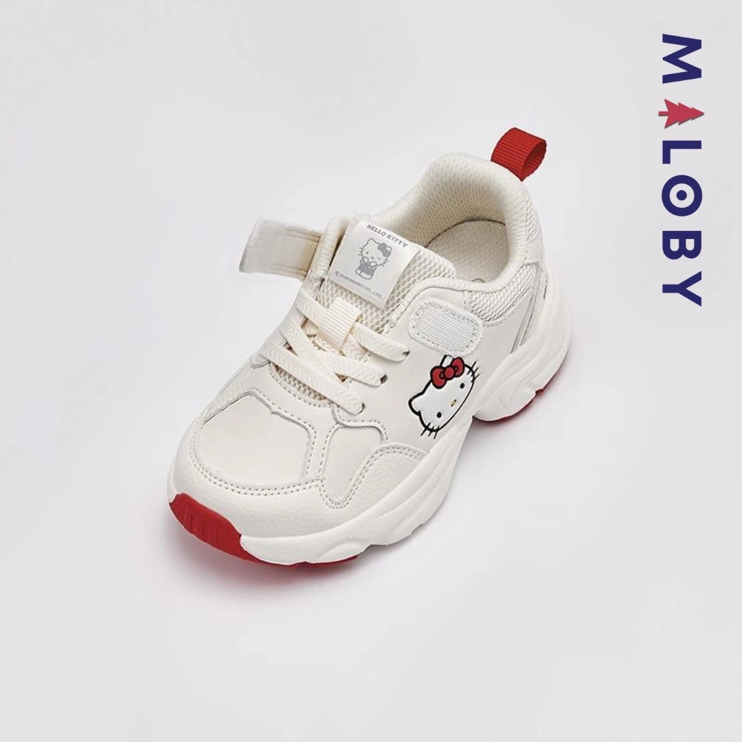 Baskets beige pour fille avec motif Hello Kitty, parfaites pour enfants et anniversaires.