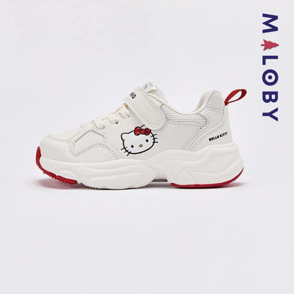 Baskets beige pour fille avec motif Hello Kitty, parfaites pour enfants et anniversaires.