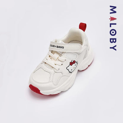 Baskets beige pour fille avec motif Hello Kitty, parfaites pour enfants et anniversaires.