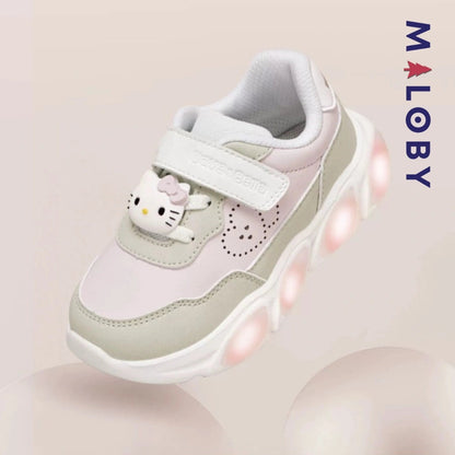 Baskets lumineuses rose avec motif Hello Kitty pour enfants, parfaites pour les anniversaires.