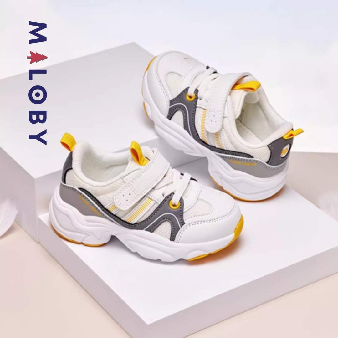 Baskets sport blanches avec semelle épaisse pour enfants, confort et style