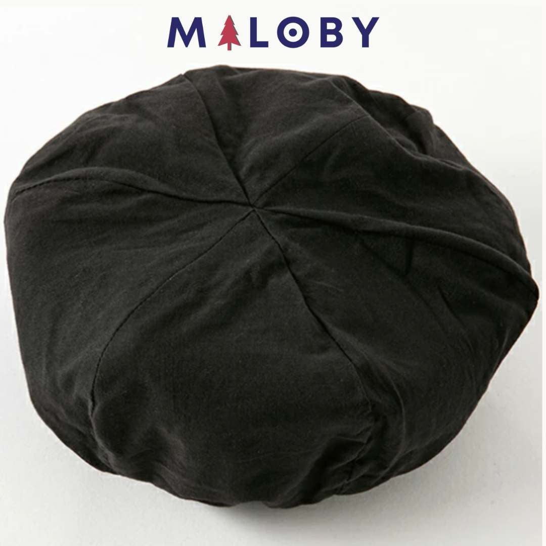 Beret noir et blanc avec nœud papillon pour les filles, accessoire élégant pour enfants.
