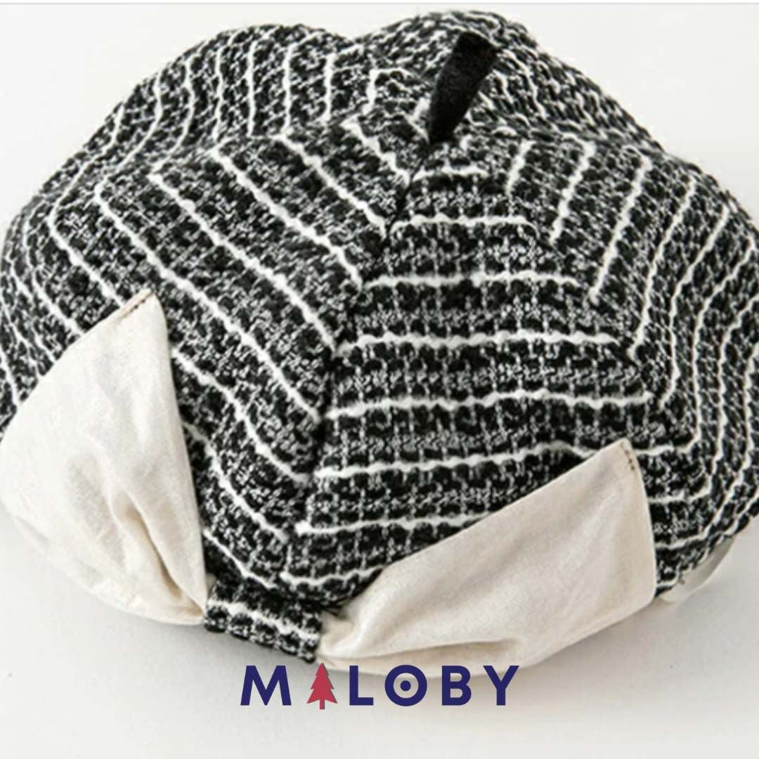 Beret noir et blanc avec nœud papillon pour les filles, accessoire élégant pour enfants.