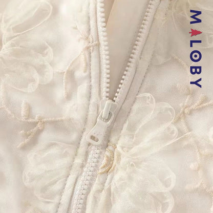 Blouson teddy fleuri beige pour enfant fille - Vêtements tendance