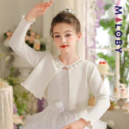 Boléro en maille blanc pour fille, parfait pour les événements et anniversaires des enfants