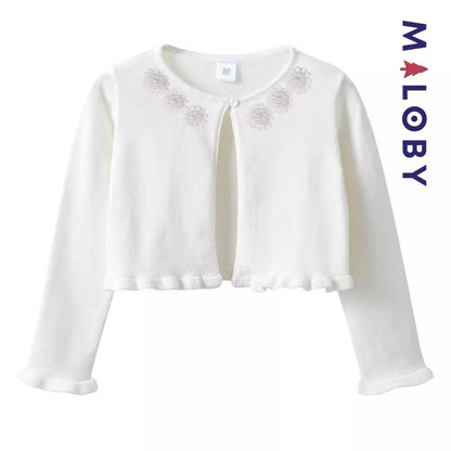 Boléro en maille blanc pour fille, parfait pour les événements et anniversaires des enfants