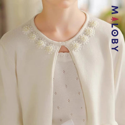 Boléro en maille blanc pour fille, parfait pour les événements et anniversaires des enfants