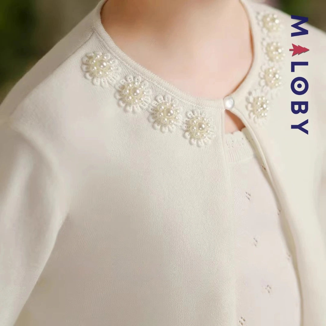 Boléro en maille blanc pour fille, parfait pour les événements et anniversaires des enfants