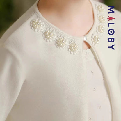 Boléro en maille blanc pour fille, parfait pour les événements et anniversaires des enfants