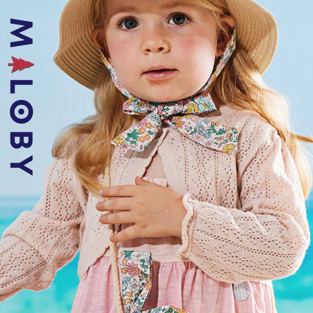 Boléro en maille pointelle corail pour fille, parfait pour des événements spéciaux