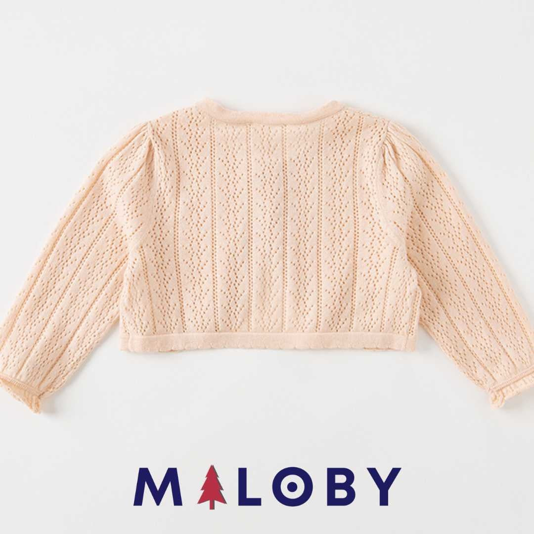 Boléro en maille pointelle corail pour fille, parfait pour des événements spéciaux