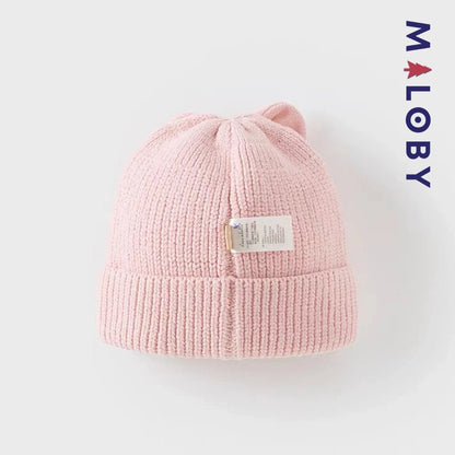 Bonnet en maille rose pour fille, accessoire tendance pour enfants au Maroc.