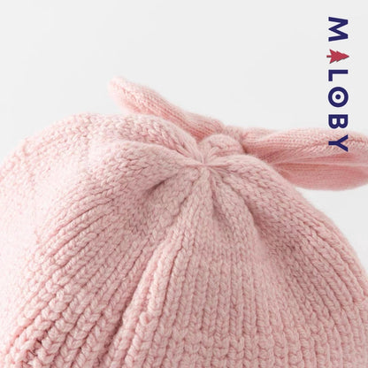 Bonnet en maille rose pour fille, accessoire tendance pour enfants au Maroc.
