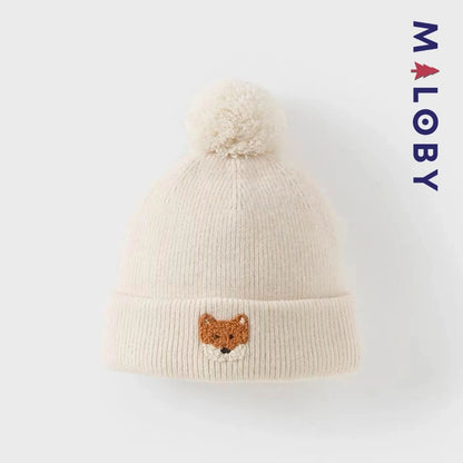 Bonnet en maille beige pour enfant garçon, accessoire tendance et confortable.