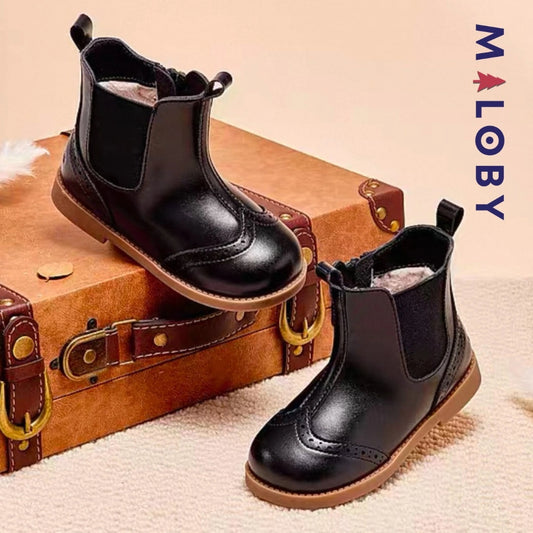 Boots enfant fille zippées et élastiquées noires pour un style chic et confortable