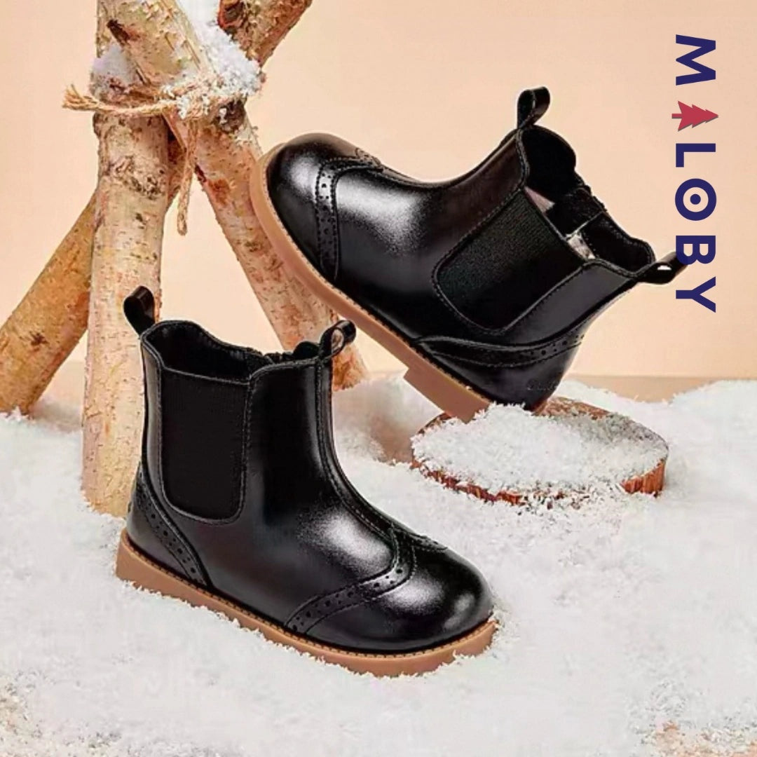 Boots enfant fille zippées et élastiquées noires pour un style chic et confortable