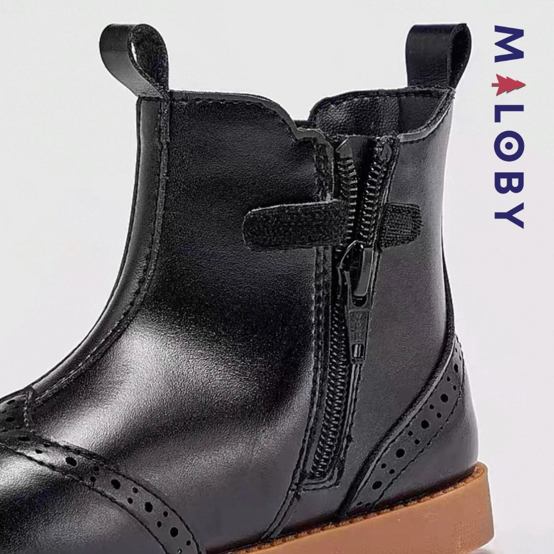 Boots enfant fille zippées et élastiquées noires pour un style chic et confortable