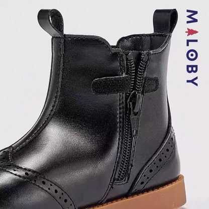 Boots enfant fille zippées et élastiquées noires pour un style chic et confortable