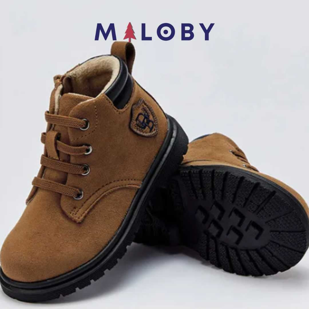 Boots lacées et zippées camel pour garçons - mode enfants tendance