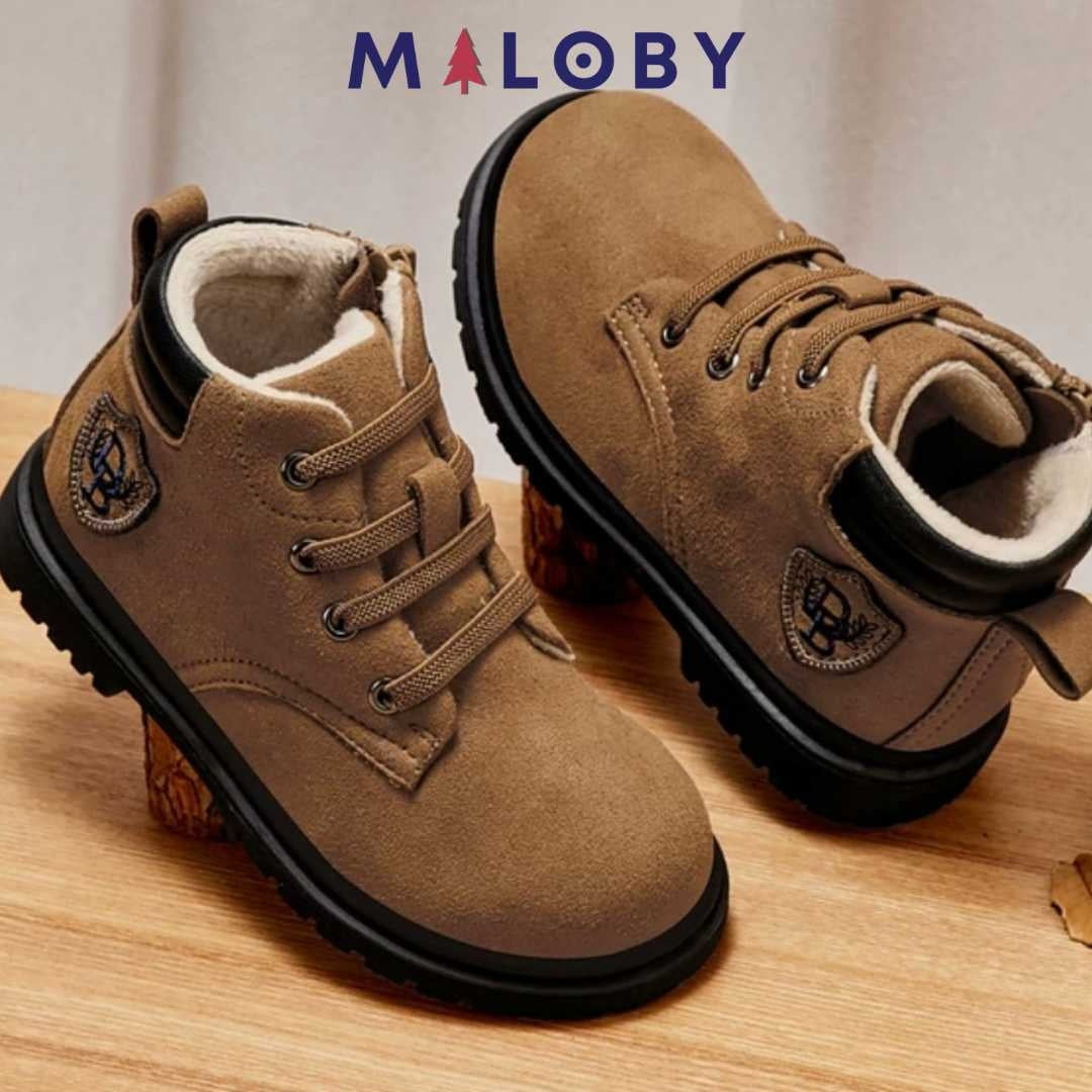Boots lacées et zippées camel pour garçons - mode enfants tendance